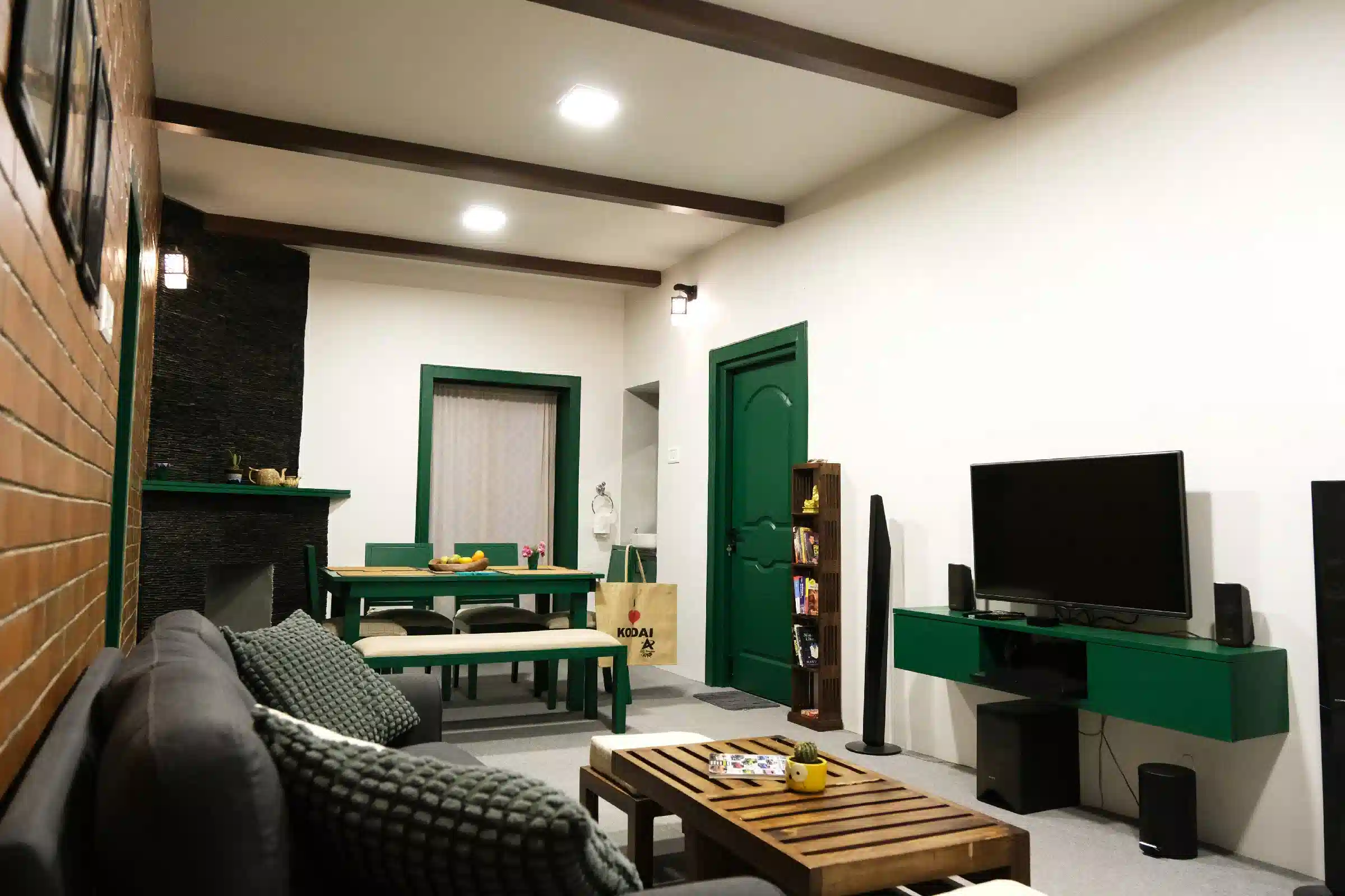 Spacious living area inside Kodaikanal resort villa